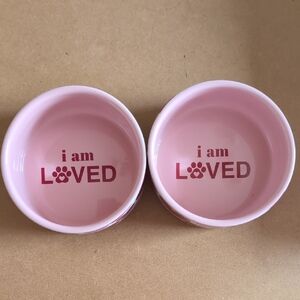 Pink Pet Bowls with 'I Am Loved' Design